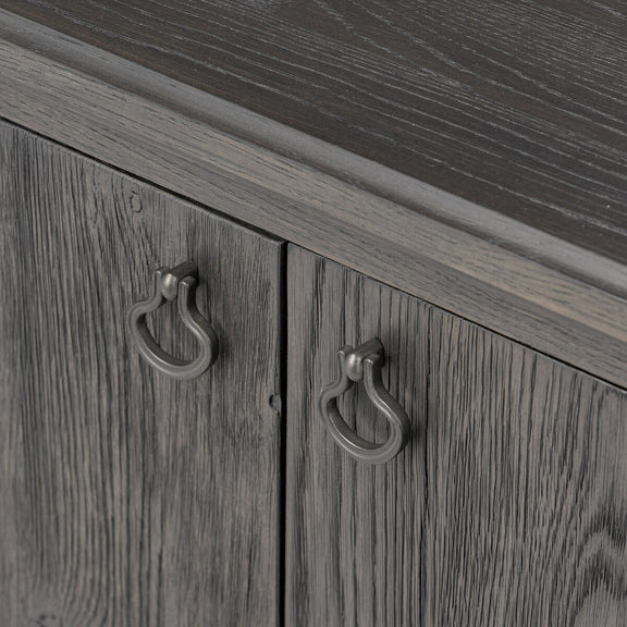 Alden Media Console - Worn Black Oak Veneer