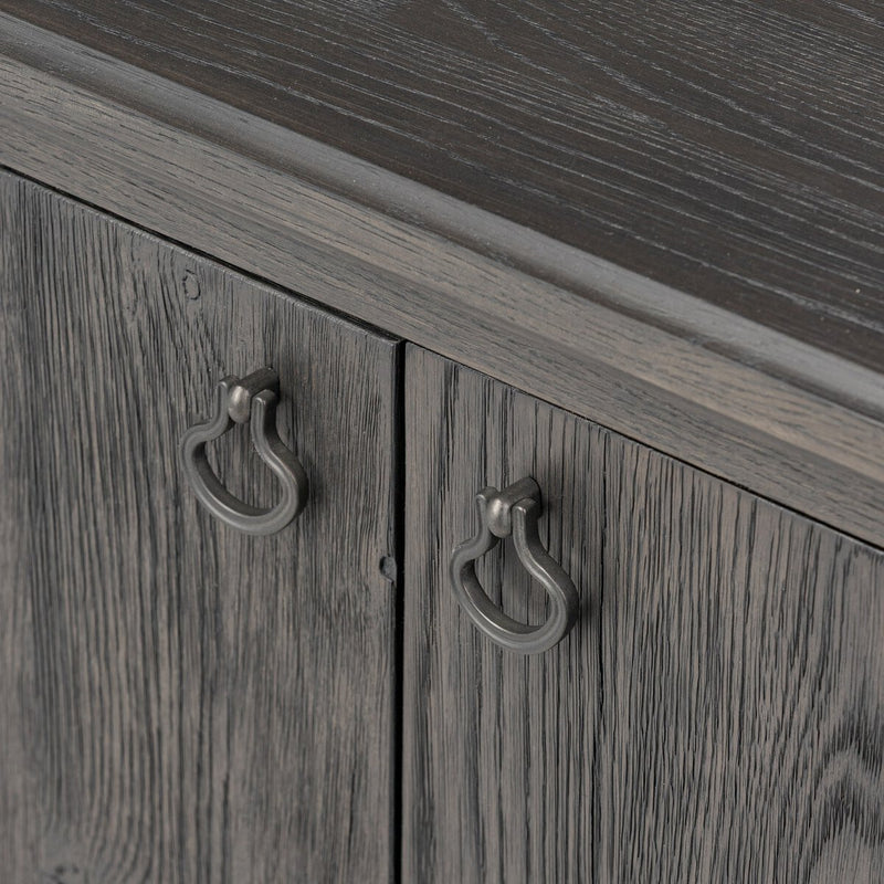 Alden Media Console - Worn Black Oak Veneer