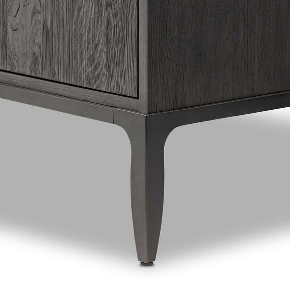 Alden Media Console - Worn Black Oak Veneer