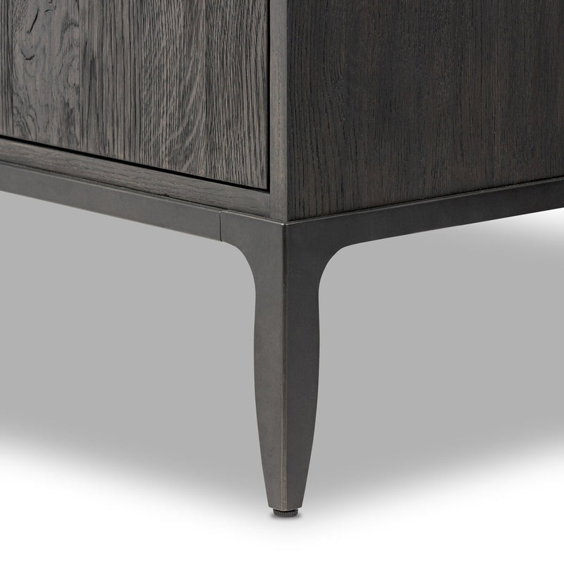 Alden Media Console - Worn Black Oak Veneer