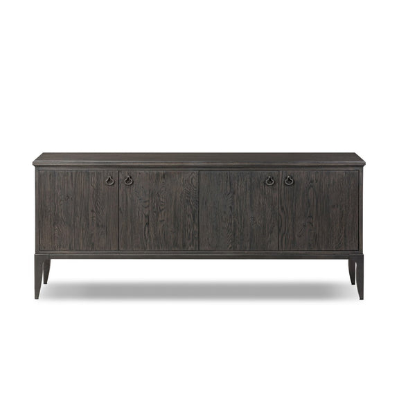 Alden Media Console - Worn Black Oak Veneer