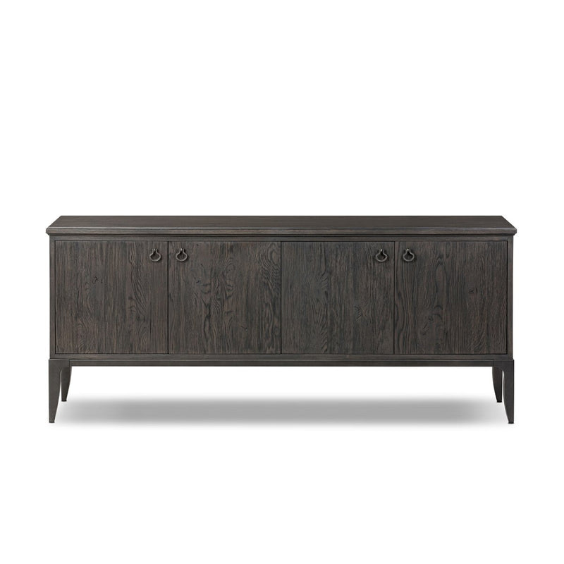 Alden Media Console - Worn Black Oak Veneer