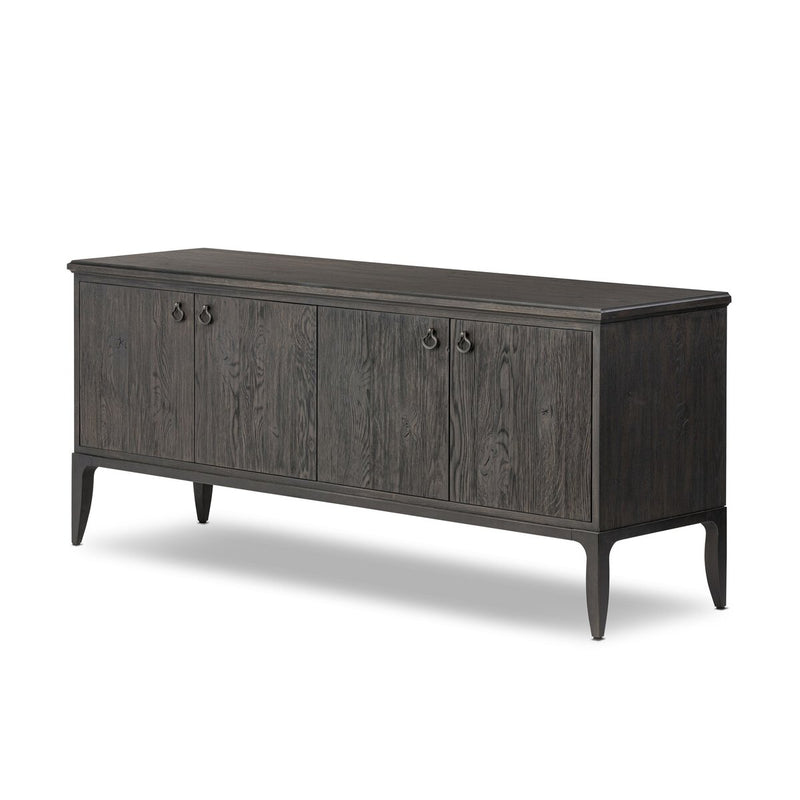 Alden Media Console - Worn Black Oak Veneer