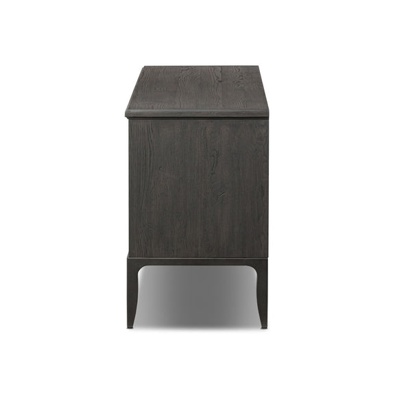 Alden Media Console - Worn Black Oak Veneer