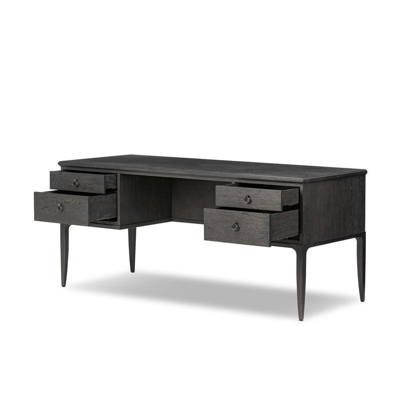 Alden Desk - Worn Black Oak Veneer