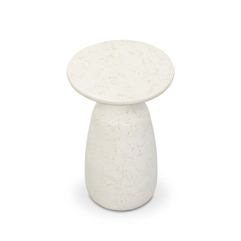 Ramara Outdoor Nesting End Table - Aged White Concrete