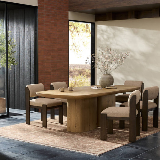 Barto Dining Table - Aged Smoked Oak Veneer