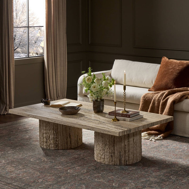 Angelo Coffee Table - White Travertine