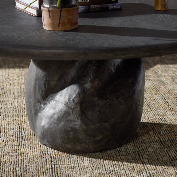 Bomba Coffee Table - Textured Black Concrete