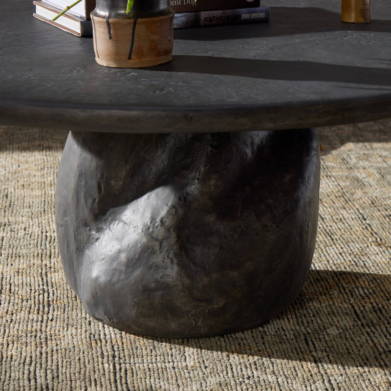 Bomba Coffee Table - Textured Black Concrete