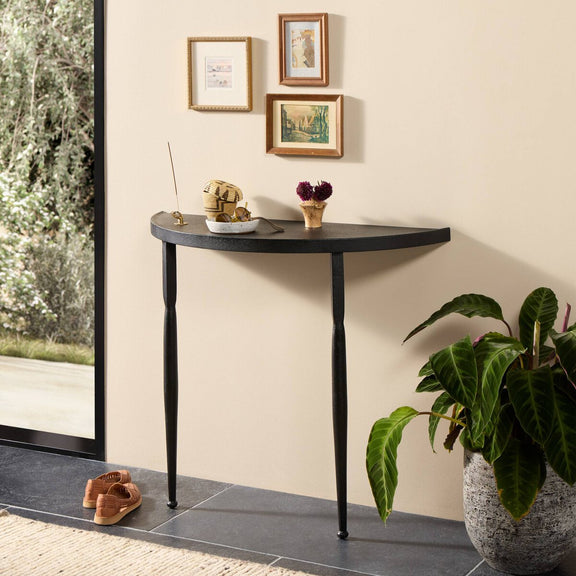 Lois Demilune Console Table - Textured Iron