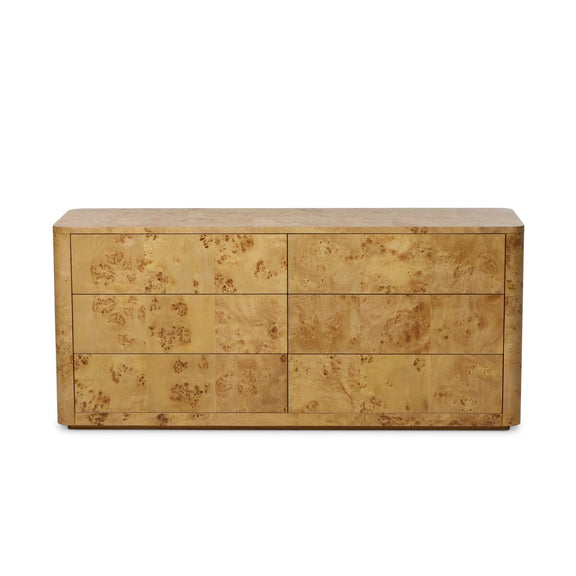 Mullins 6 Drawer Dresser - Natural Mappa Burl