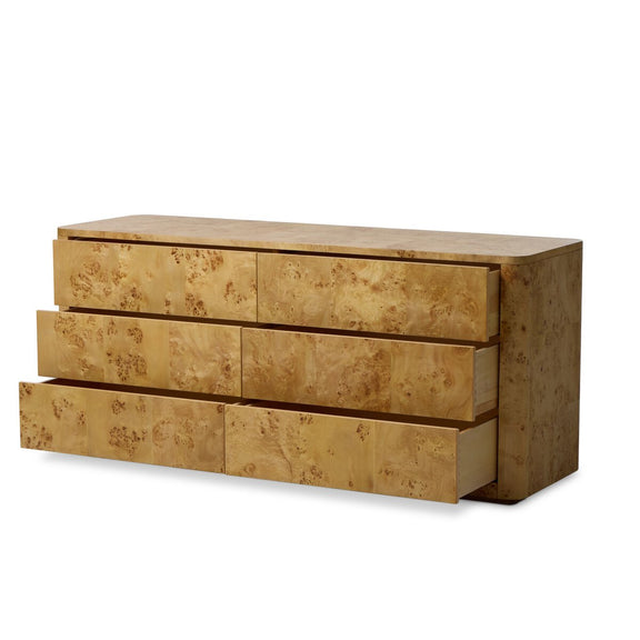 Mullins 6 Drawer Dresser - Natural Mappa Burl
