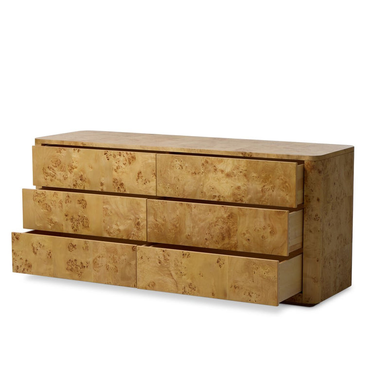 Mullins 6 Drawer Dresser - Natural Mappa Burl
