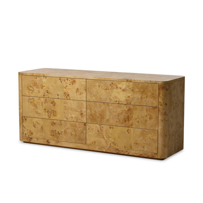 Mullins 6 Drawer Dresser - Natural Mappa Burl