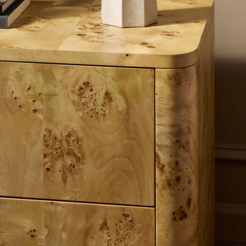 Mullins Nightstand - Natural Mappa Burl