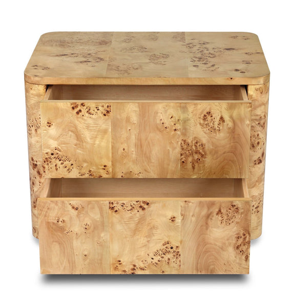 Mullins Nightstand - Natural Mappa Burl