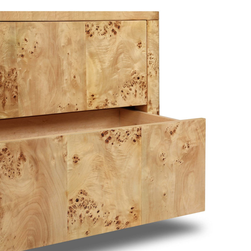 Mullins Nightstand - Natural Mappa Burl