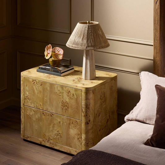 Mullins Nightstand - Natural Mappa Burl