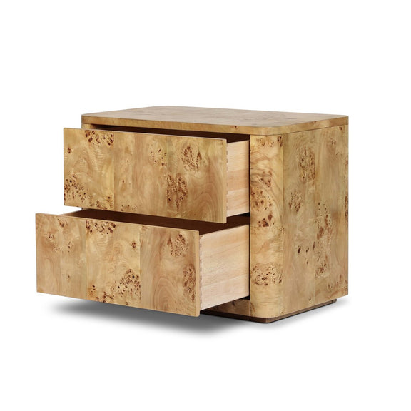 Mullins Nightstand - Natural Mappa Burl