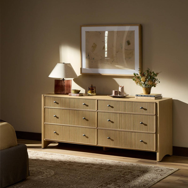 Hazel 6 Drawer Dresser - Light Wash Oak