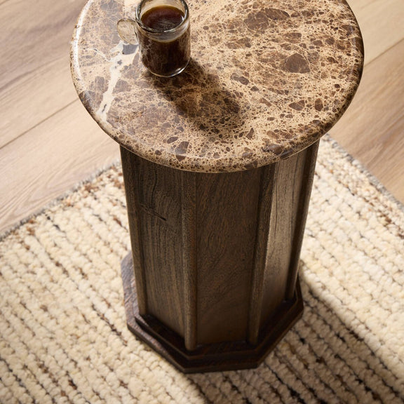 Pavlo End Table - Brown Marble