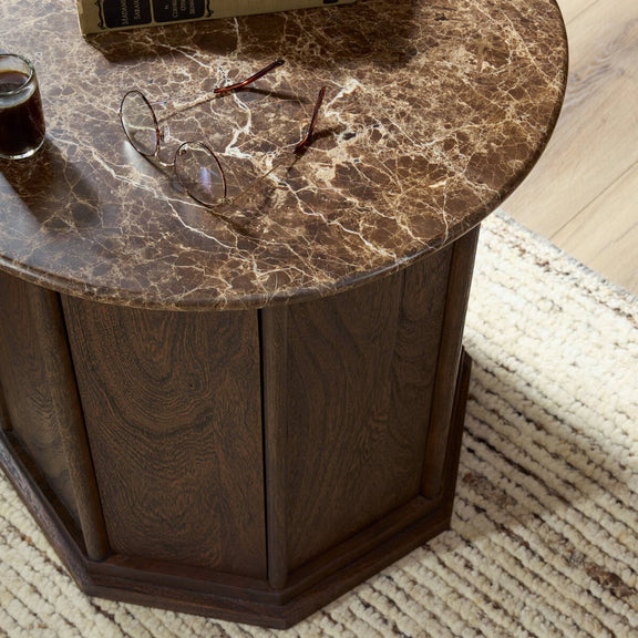 Pavlo Cabinet End Table - Brown Marble