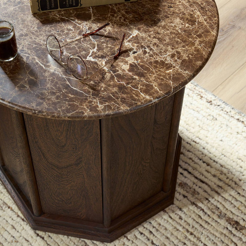 Pavlo Cabinet End Table - Brown Marble