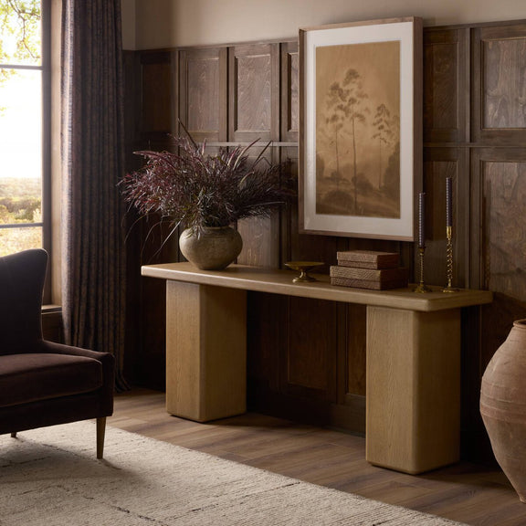 Pecos Console Table - Light Wash Oak Veneer