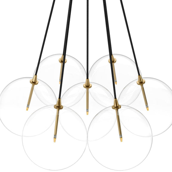 Cloud 7 Globe Chandelier - Burnished Brass