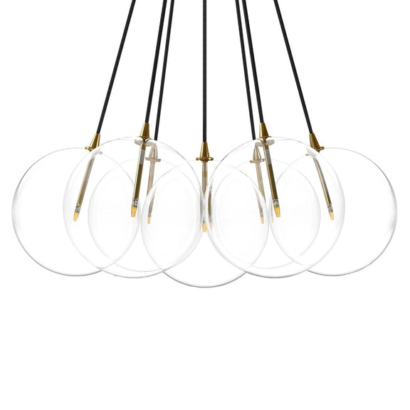 Cloud 7 Globe Chandelier - Burnished Brass