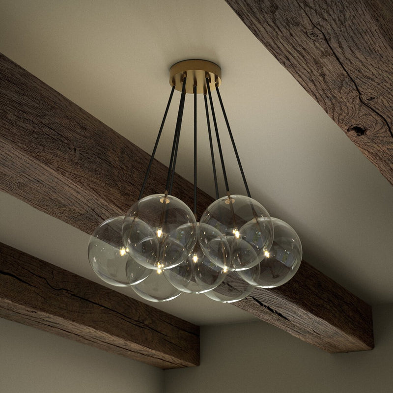 Cloud 7 Globe Chandelier - Burnished Brass