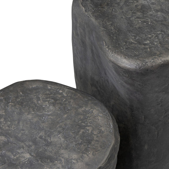 Bomba End Table Set - Textured Black Concrete