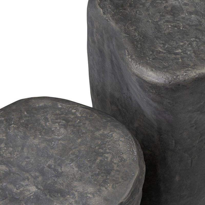 Bomba End Table Set - Textured Black Concrete