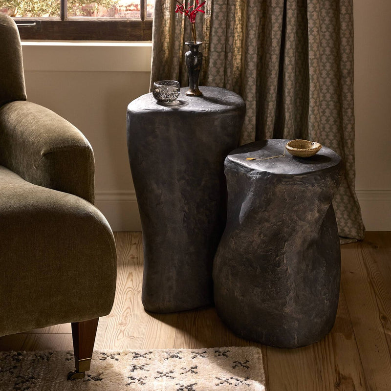 Bomba Tall End Table - Textured Black Concrete