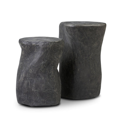 Bomba End Table Set - Textured Black Concrete