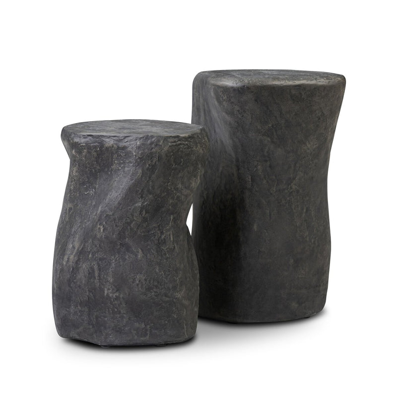 Bomba End Table Set - Textured Black Concrete