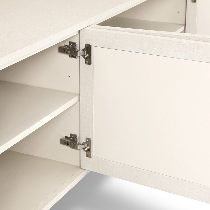 Cressida Media Console - Ivory Painted Linen