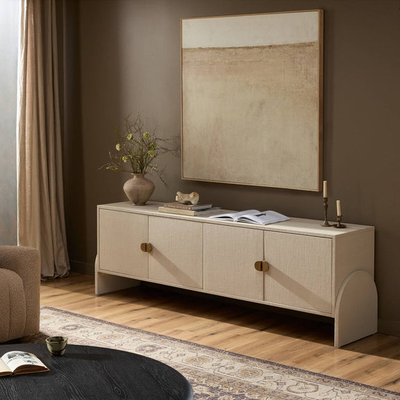 Cressida Media Console - Ivory Painted Linen