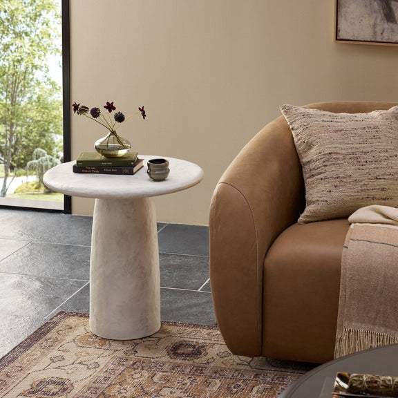 Janice End Table - Textured Lunar Concrete