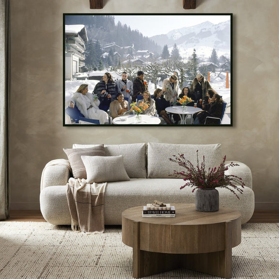 Drinks At Gstaad by Slim Aarons - Black Maple