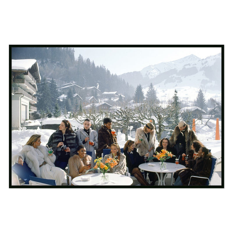 Drinks At Gstaad by Slim Aarons - Black Maple
