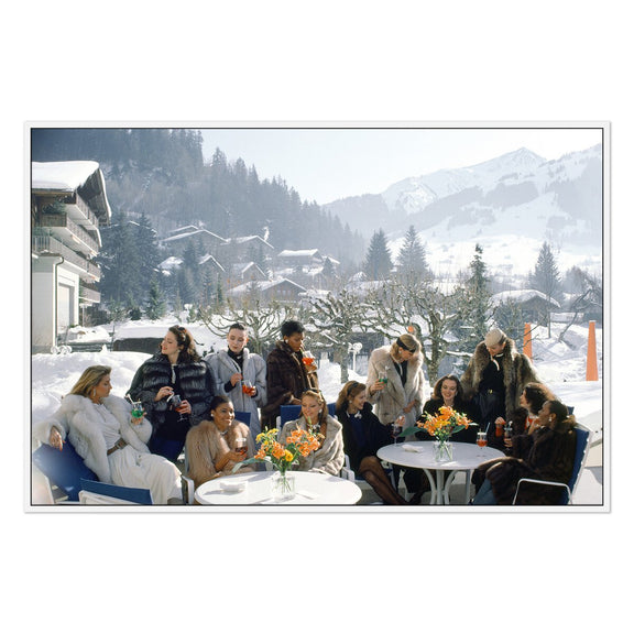 Drinks At Gstaad by Slim Aarons - White Maple
