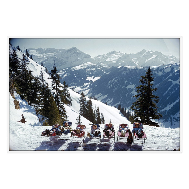 Lounging In Gstaad by  Slim Aarons - White Maple