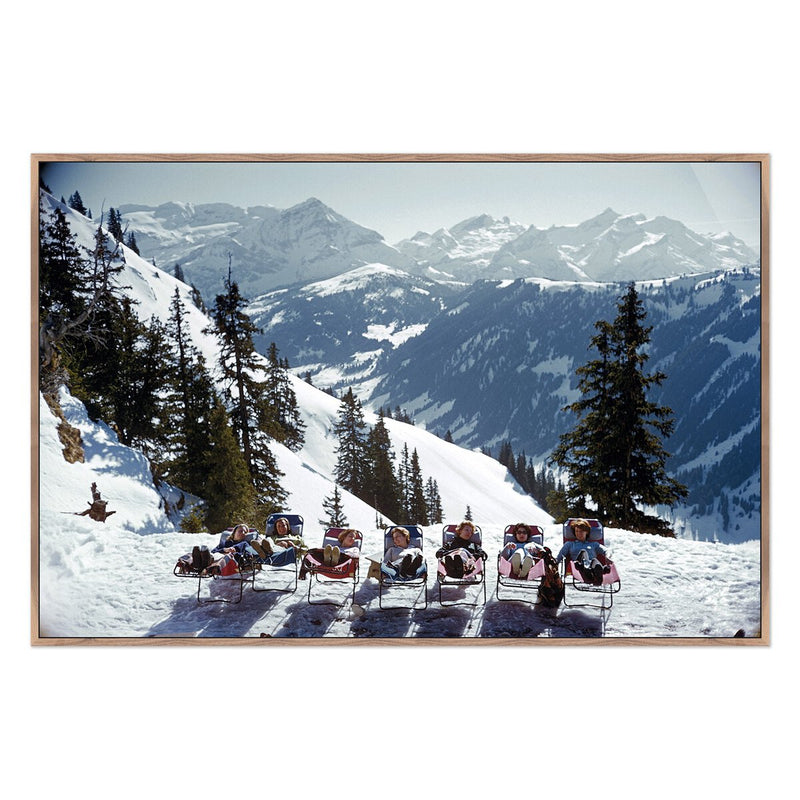 Lounging In Gstaad by  Slim Aarons - Rustic Walnut