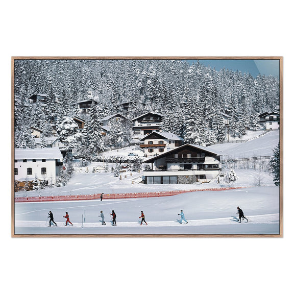 Skiing In Seefeld by Slim Aarons - Rustic Walnut