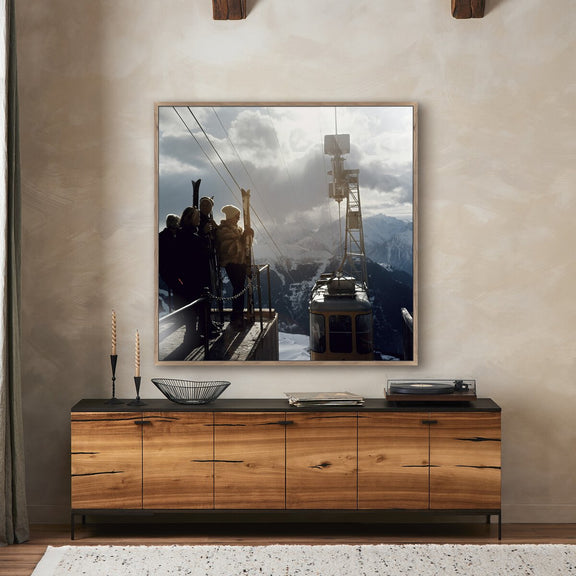 Alpine Skiing by Slim Aarons - Rustic Walnut