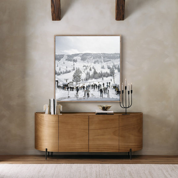 Skiing In Vail by Slim Aarons - Rustic Walnut