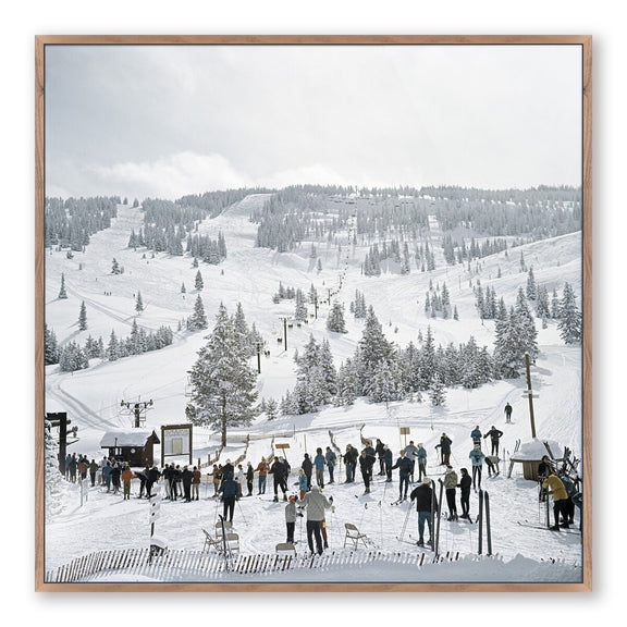 Skiing In Vail by Slim Aarons - Rustic Walnut