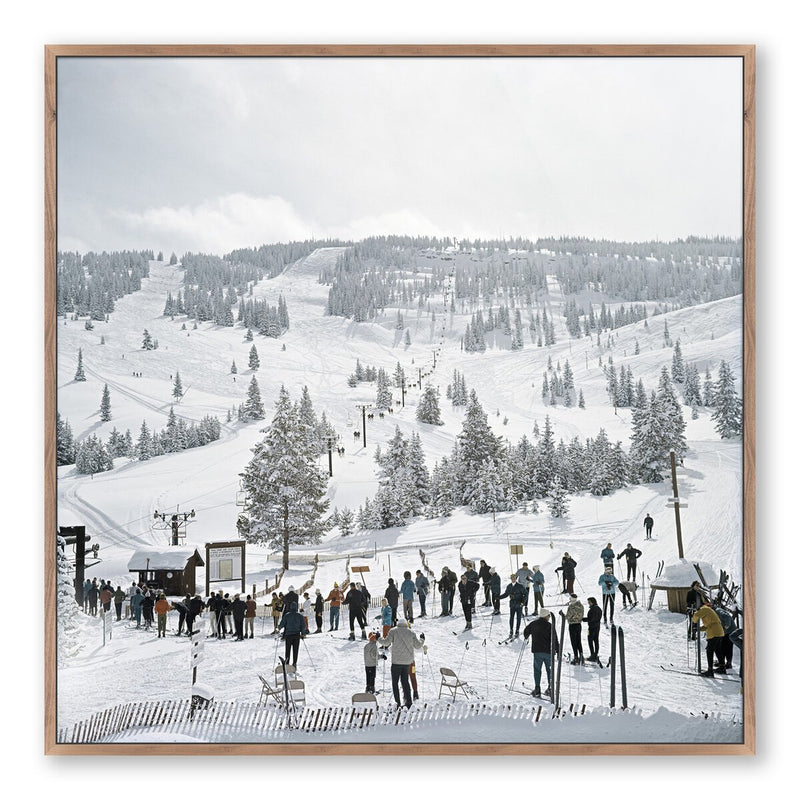 Skiing In Vail by Slim Aarons - Rustic Walnut